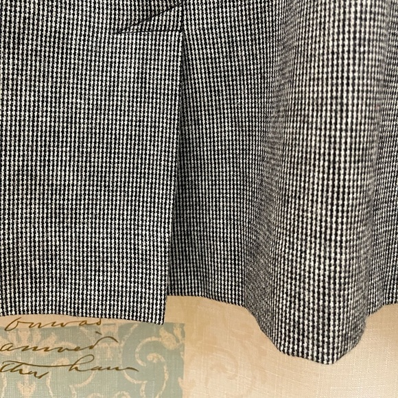 Evan Picone VTG 2 Piece Wool Black White Plaid Blazer Skirt Velvet Office Set - Picture 12 of 17